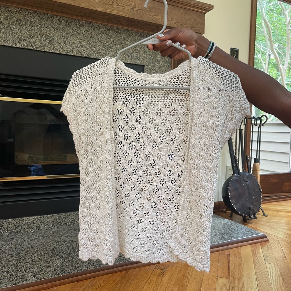 White Cropped Lace Cardigan